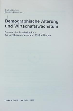 Image du vendeur pour Demographische Alterung und Wirtschaftswachstum. mis en vente par Antiquariat Bookfarm