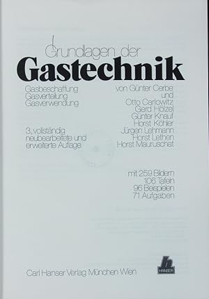 Seller image for Grundlagen der Gastechnik. for sale by Antiquariat Bookfarm