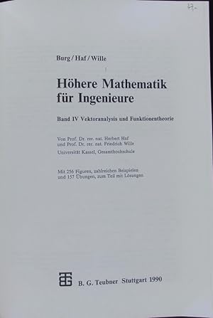 Immagine del venditore per Hhere Mathematik fr Ingenieure; Bd. IV: Vektoranalysis und Funktionentheorie. venduto da Antiquariat Bookfarm