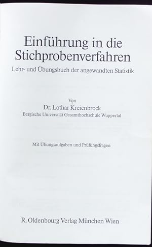 Seller image for Einfhrung in die Stichprobenverfahren. for sale by Antiquariat Bookfarm