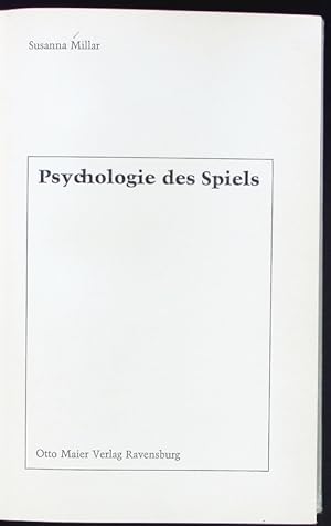 Bild des Verkufers fr Psychologie des Spiels. zum Verkauf von Antiquariat Bookfarm