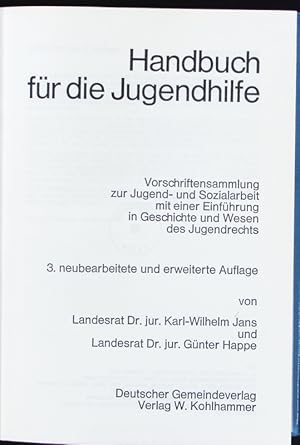 Bild des Verkufers fr Handbuch fr die Jugendhilfe. zum Verkauf von Antiquariat Bookfarm