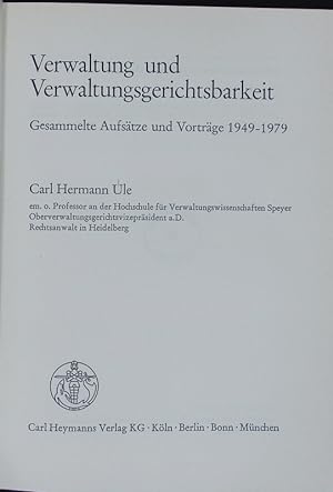Seller image for Verwaltung und Verwaltungsgerichtsbarkeit. for sale by Antiquariat Bookfarm