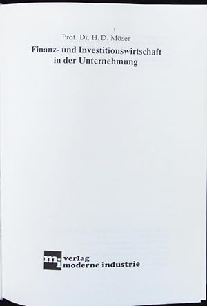 Seller image for Finanz- und Investitionswirtschaft in der Unternehmung. for sale by Antiquariat Bookfarm