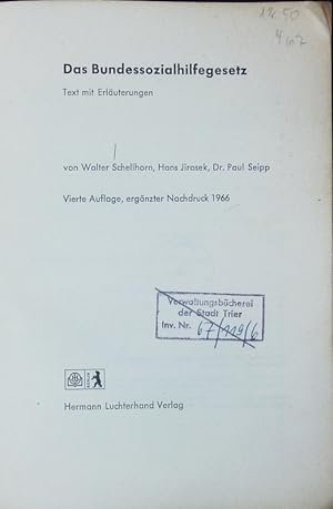 Seller image for Das Bundessozialhilfegesetz. for sale by Antiquariat Bookfarm