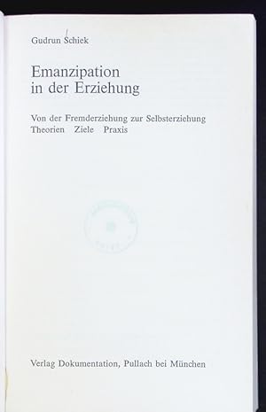 Seller image for Emanzipation in der Erziehung. for sale by Antiquariat Bookfarm