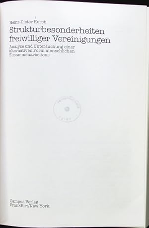 Imagen del vendedor de Strukturbesonderheiten freiwilliger Vereinigungen. a la venta por Antiquariat Bookfarm