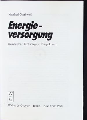 Bild des Verkufers fr Energieversorgung. zum Verkauf von Antiquariat Bookfarm
