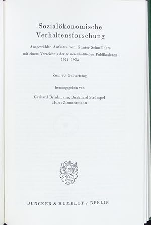 Seller image for Sozialkonomische Verhaltensforschung. for sale by Antiquariat Bookfarm