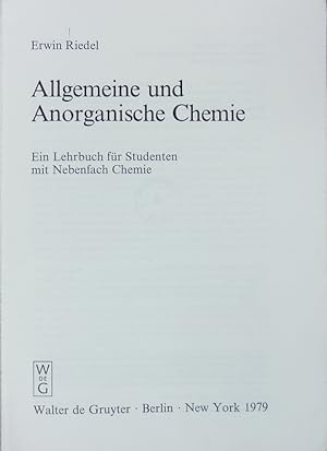 Seller image for Allgemeine und anorganische Chemie. for sale by Antiquariat Bookfarm