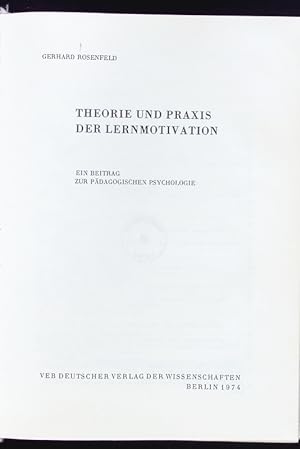 Bild des Verkufers fr Theorie und Praxis der Lernmotivation. zum Verkauf von Antiquariat Bookfarm