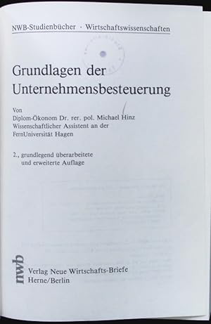 Seller image for Grundlagen der Unternehmensbesteuerung. for sale by Antiquariat Bookfarm