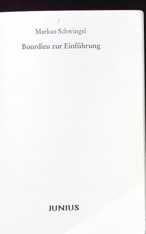 Bild des Verkufers fr Bourdieu zur Einfhrung. zum Verkauf von Antiquariat Bookfarm