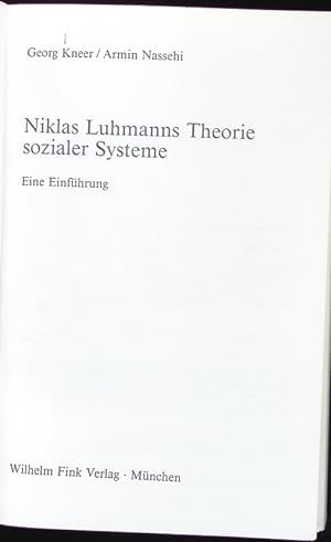 Bild des Verkufers fr Niklas Luhmanns Theorie sozialer Systeme. zum Verkauf von Antiquariat Bookfarm