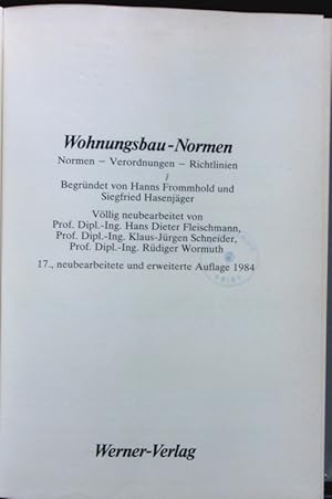 Bild des Verkufers fr Wohnungsbau-Normen. zum Verkauf von Antiquariat Bookfarm