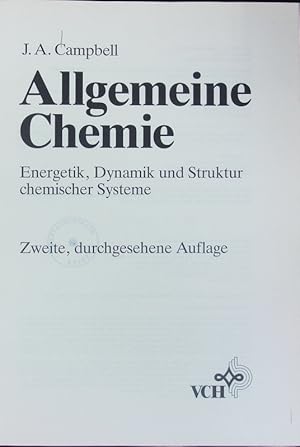 Bild des Verkufers fr Allgemeine Chemie. zum Verkauf von Antiquariat Bookfarm