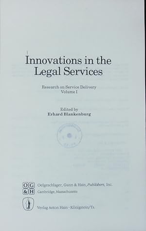 Bild des Verkufers fr Innovations in the legal services. zum Verkauf von Antiquariat Bookfarm