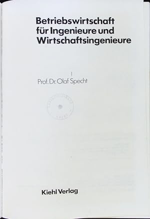 Seller image for Betriebswirtschaft fr Ingenieure und Wirtschaftsingenieure. for sale by Antiquariat Bookfarm