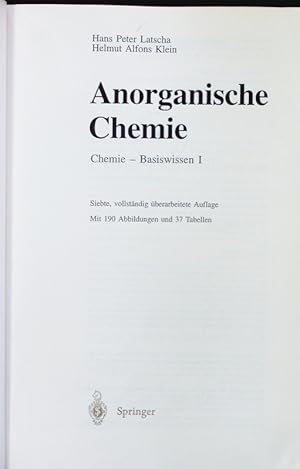 Bild des Verkufers fr Anorganische Chemie. zum Verkauf von Antiquariat Bookfarm