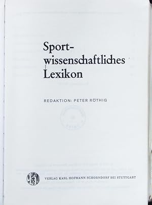 Seller image for Sportwissenschaftliches Lexikon. for sale by Antiquariat Bookfarm