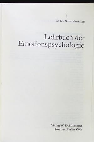 Bild des Verkufers fr Lehrbuch der Emotionspsychologie. zum Verkauf von Antiquariat Bookfarm