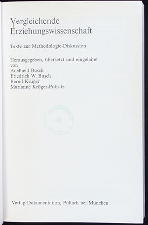 Seller image for Vergleichende Erziehungswissenschaft. for sale by Antiquariat Bookfarm