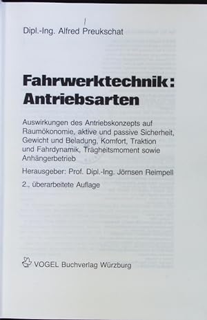 Bild des Verkufers fr Fahrwerktechnik: Antriebsarten. zum Verkauf von Antiquariat Bookfarm