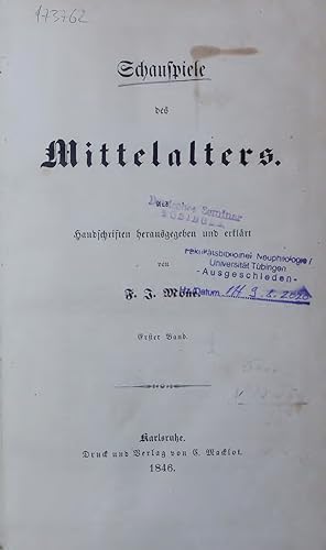 Bild des Verkufers fr Schanspiele des Mittelalters. zum Verkauf von Antiquariat Bookfarm