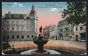 Ansichtskarte Fürstenwalde / Spree, Café Donde, Eisenbahnstrasse und Grassknickbrunnen