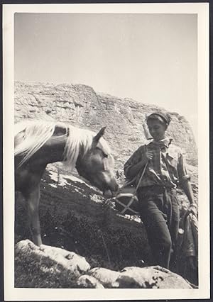 Dolomiti - Cavallo - Giovane uomo - 1950 Fotografia vintage