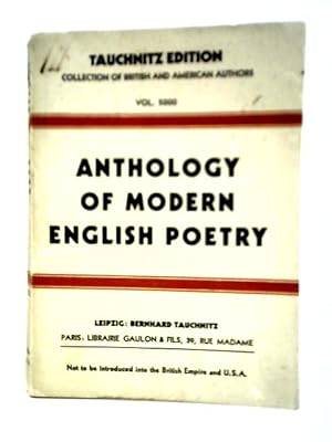 Seller image for Anthology of Modern English Poetry for sale by World of Rare Books