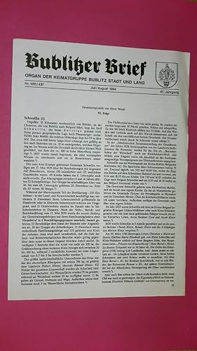 BUBLITZER BRIEF NR 496/497 JULI/AUGUST 1994 47. JAHRGANG. Organ der Heimatgruppe Bublitz Stadt un...