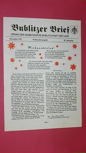 BUBLITZER BRIEF -WEIHNACHTSAUSGABE -DEZEMBER 1997 50 .JAHRGANG. Organ der Heimatgruppe Bublitz St...