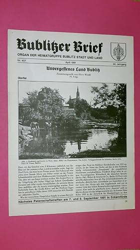 BUBLITZER BRIEF NR 457 APRIL 1991 44. JAHRGANG. Organ der Heimatgruppe Bublitz Stadt und Land