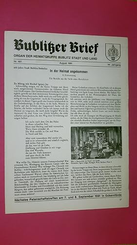 BUBLITZER BRIEF NR 461 AUGUST 1991 44. JAHRGANG. Organ der Heimatgruppe Bublitz Stadt und Land