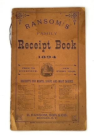 [QUACKERY] RANSOM'S FAMILY Receipt Book - 1894 FREE TO EVERYONE - New Every Year, Receipts for Me...