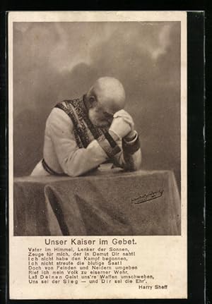 Ansichtskarte Kaiser Franz Josef I. von Österreich im Gebet vor der Schlacht