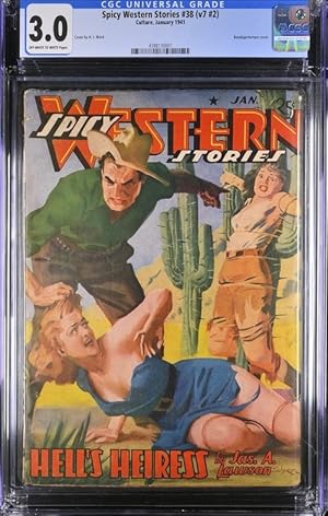 Spicy Western 1941 January, #38. Bondage Torture Cover of Girl Tied to Cactus.
