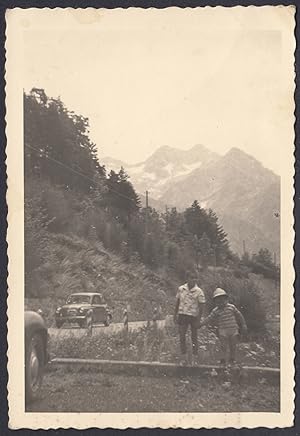Italia, Luogo di montagna da identificare, Auto, 1950 Fotografia vintage