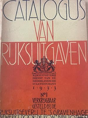 Public affairs 1933 | Catalogus van Rijksuitgaven 1933, rijksuitgeverij dienst van de Nederlandsc...