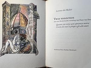Bibliophile poetry 1986 | Lorenzo dei Medici, Twee sonnetten met een Nederlandse vertaling van Fr...