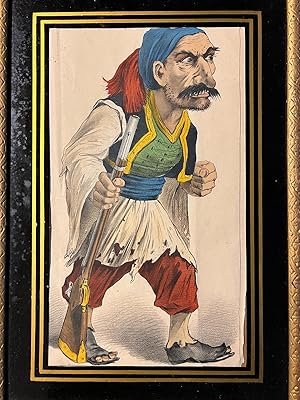 Framed lithography, satire | The Greek man (de Griekse man), published by Joseph Scholz, ca. 1860...
