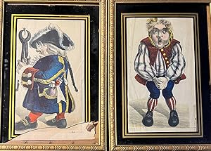 2 Framed lithography's, satire | Dr. Eisenbart / Caricature portrait of Dr. Eisenbarth and his pa...
