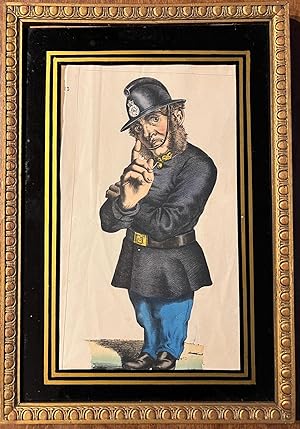 Framed lithography, satire | Fireman (brandweerman), published ca. 1860, 1 p.