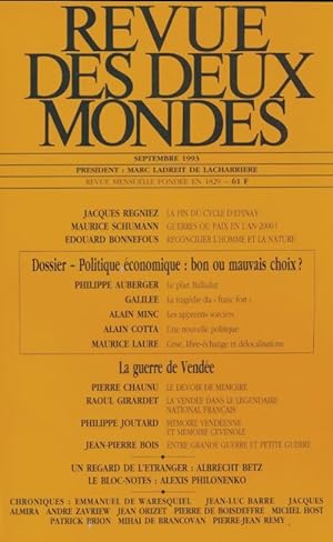 Revue des deux mondes septembre 1993 - Collectif