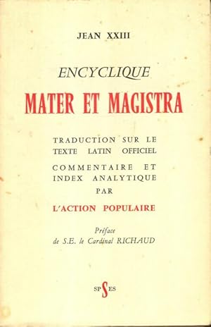 Encyclique mater et magistra - Jean XXIII