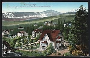 Ansichtskarte Ober-Krummhübel i. Riesengebirge, Teilansicht mit Hotel Weidmannsheil und Schneekoppe