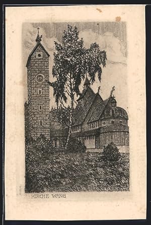 Künstler-Ansichtskarte Brückenberg i. Riesengeb., Ansicht der Kirche Wang