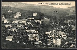 Ansichtskarte Ober-Krummhübel i. Riesengebirge, Teilansicht mit Hotel Goldner Frieden und Dr. Zie...
