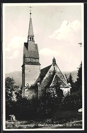 Ansichtskarte Ober-Schreiberhau /Riesengebirge, An der Evgl. Kirche